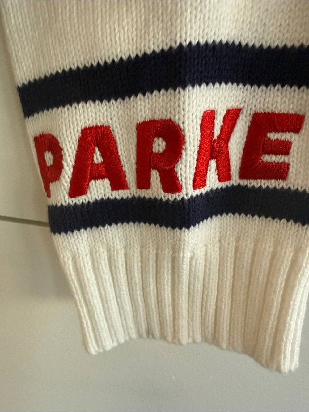 Parke White and Navy Striped Crewneck Sweater - Picture 3 of 5